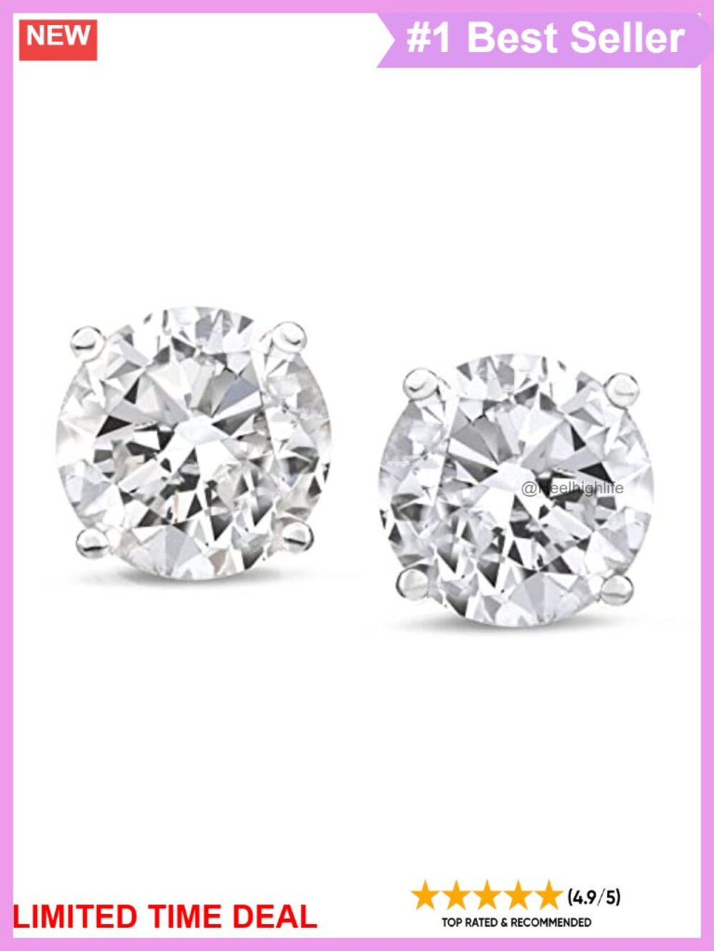 14 Karat Gold Lab Grown Diamond Stud Earrings for Women